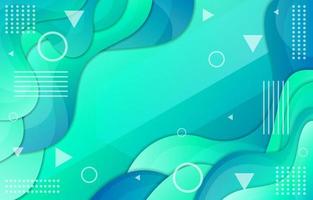 Blue Green Fluid Gradient With Geometric Shape Background vector