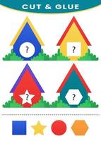 Cut and glue activity. Fun activity for kids vector