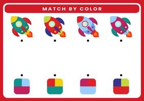 Education game for children cut and match the same color of cartoon transportation vector