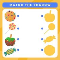 Matching shadow worksheet for kids vector