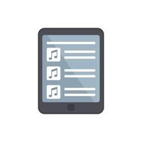 Tablet playlist icon flat vector. Song list app vector