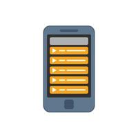Smartphone playlist app icon flat vector. Player interface vector