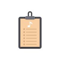 Playlist clipboard icon flat vector. Music song vector