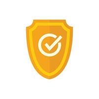 Quality shield icon flat vector. Check guarantee vector