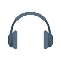 Podcast headphones icon, flat style vector