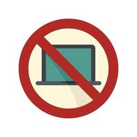 Laptop digital detoxing icon flat vector. Computer use screen vector