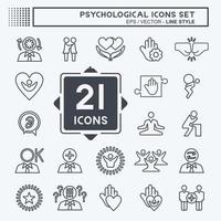 Icon Set Psychological. related to Psychological symbol. line style. simple illustration. emotions, empathy, assistance vector
