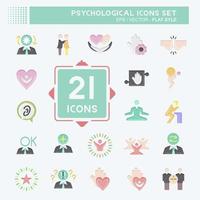 Icon Set Psychological. related to Psychological symbol. flat style. simple illustration. emotions, empathy, assistance vector