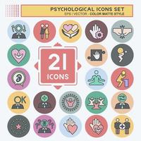 Icon Set Psychological. related to Psychological symbol. color mate style. simple illustration. emotions, empathy, assistance vector