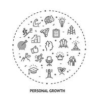 Personal Growth Round Design Template Contour Lines Icon Concept. Vector