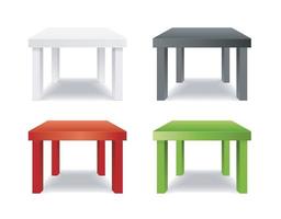 Realistic Detailed 3d Different Color Table Set. Vector