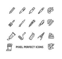 Brushes and Painting Sign Thin Line Icon Set. Vector
