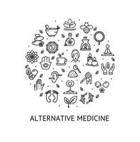 Alternative Medicine Round Design Template Contour Lines Icon Concept. Vector