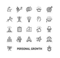 Personal Growth Sign Thin Line Icon Set. Vector