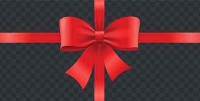 Realistic Detailed 3d Shiny Red Gift Satin Ribbon Bow. Vector