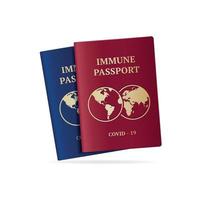 conjunto de pasaportes de inmunidad 3d detallados y realistas. vector