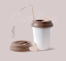 Realistic Detailed 3d Paper Coffee Cup. Vector