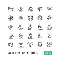 Alternative Medicine Sign Thin Line Icon Set. Vector