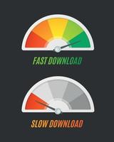 Color Level Indicator Download Speed Set. Vector