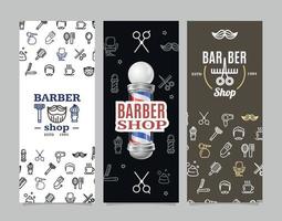 Barber Shop Banner Poster Card Ad Vecrtical Set. Vector