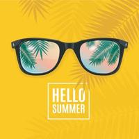 Hello Summer Concept Card Background with Sunglass. Vector