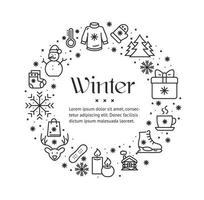 Winter Round Design Template Contour Lines Icon Concept. Vector