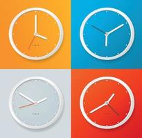 Realistic Detailed 3d Clock Template on a Color Background. Vector