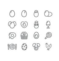 Egg Sign Thin Line Icon Set. Vector