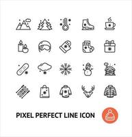 Winter Holiday Sign Black Thin Line Icon Set. Vector