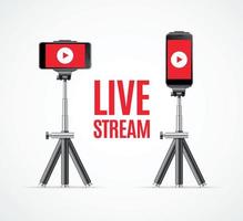 Live Stream Concept with Realistic Detailed 3d Phone. Vector