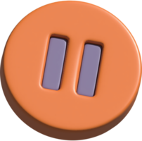 botón de pausa de icono 3d png