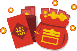 angpao e dinheiro chinês, festival do ano novo chinês. png