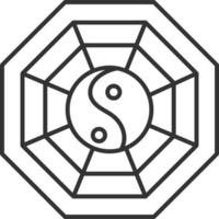 Yin-Yang-Symbol, chinesisches Neujahr, Symbol mit schwarzer Linie. png