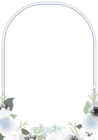 skön platt stil blå och vit blomma bukett krans ram png