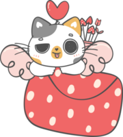 Cute Happy Valentine cupid love funny calico kitten cat cartoon doodle hand drawing png