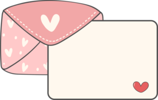 Cute sweet Valentine love letter envelope with plain paper doodle cartoon hand drawing png
