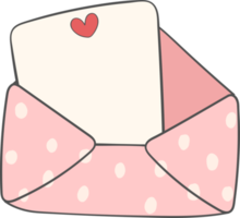 carino dolce San Valentino amore lettera Busta con pianura carta scarabocchio cartone animato mano disegno png