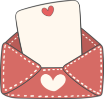 lindo dulce sobre de carta de amor de san valentín con dibujo a mano de dibujos animados de garabato de papel normal png