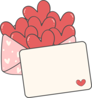 Cute sweet Valentine love letter envelope with plain paper doodle cartoon hand drawing png