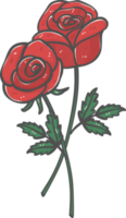 rabisco de desenho animado de flor de rosa vermelha fofa e doce dia dos namorados png