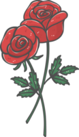 cute sweet Valentine red rose flower cartoon doodle png