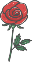 cute sweet Valentine red rose flower cartoon doodle png