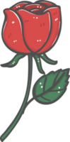 rabisco de desenho animado de flor de rosa vermelha fofa e doce dia dos namorados png