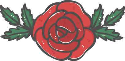 rabisco de desenho animado de flor de rosa vermelha fofa e doce dia dos namorados png