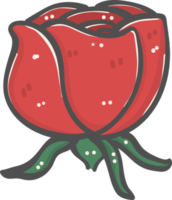 cute sweet Valentine red rose flower cartoon doodle png