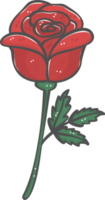 rabisco de desenho animado de flor de rosa vermelha fofa e doce dia dos namorados png