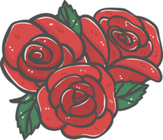 bunch of cute romantic Valentine red roses flowers bouquet cartoon doodle png