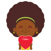 afro vrouw speels Valentijn tekenfilm schattig png