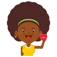 afro woman playful valentine cartoon cute png