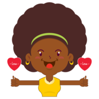 afro woman playful valentine cartoon cute png